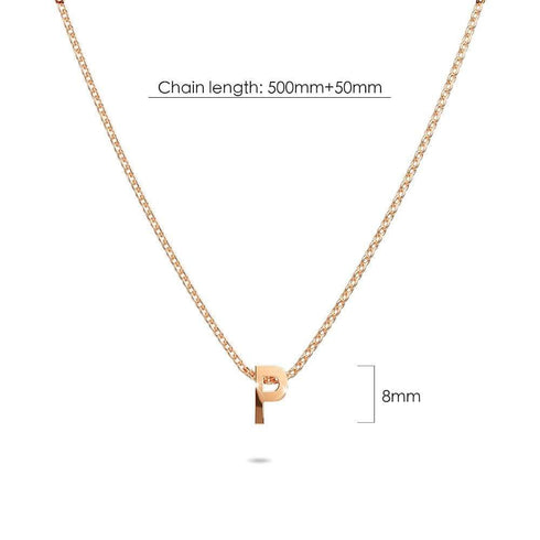 Initials Brick Alphabet Letter Necklace Rose Gold Layered Steel Jewellery